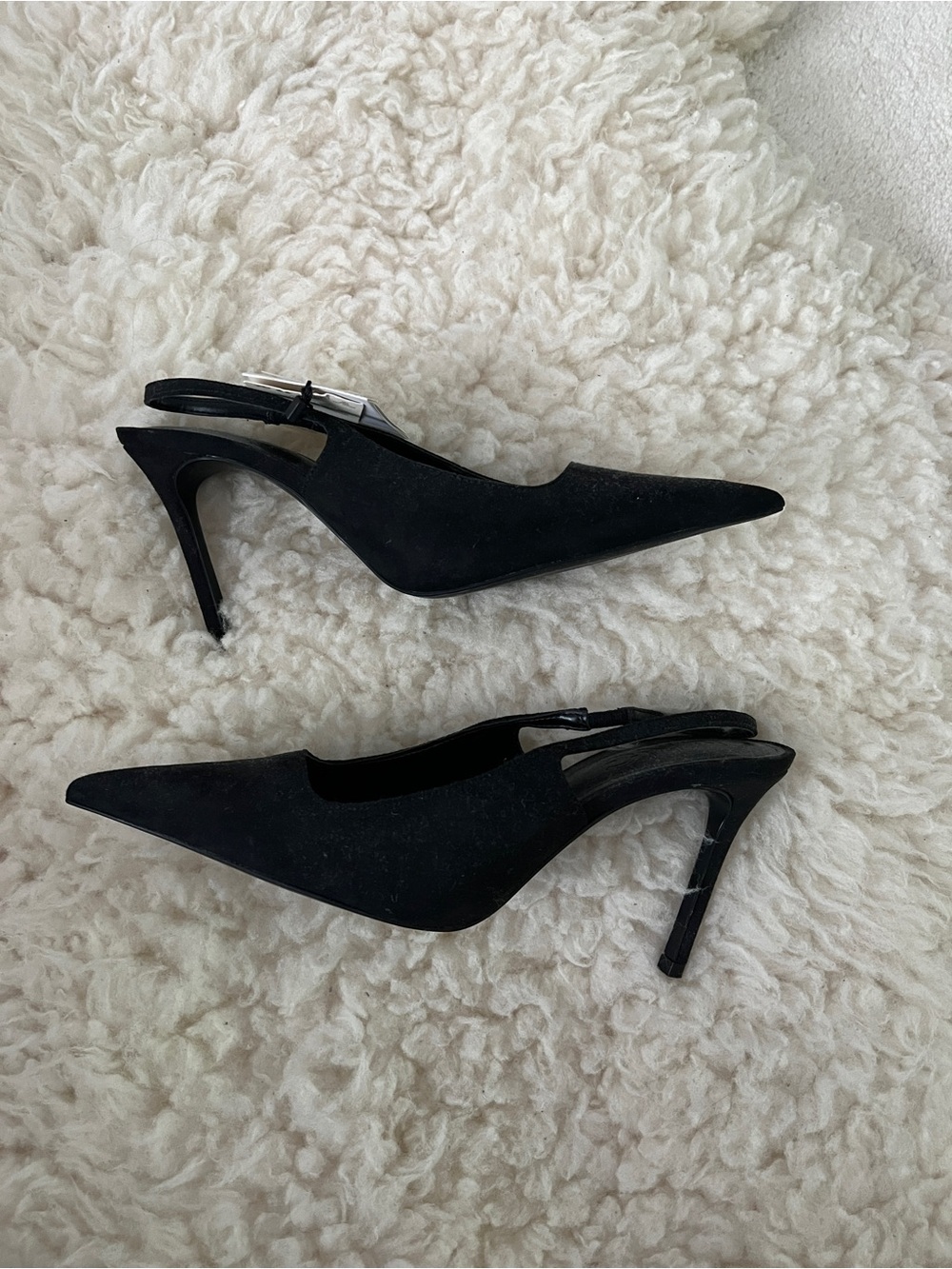 H&M Black Pointed Slingback Heels